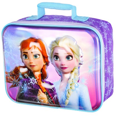 FROZEN ELSA AND ANNA BACK-2-BACK 9.5 PINK/BLUE INSULATED LUNCH BAG  LUNCHBOX-NEW!