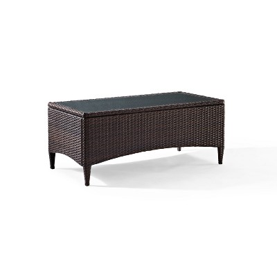 Kiawah Outdoor Wicker Coffee Table - Brown - Crosley