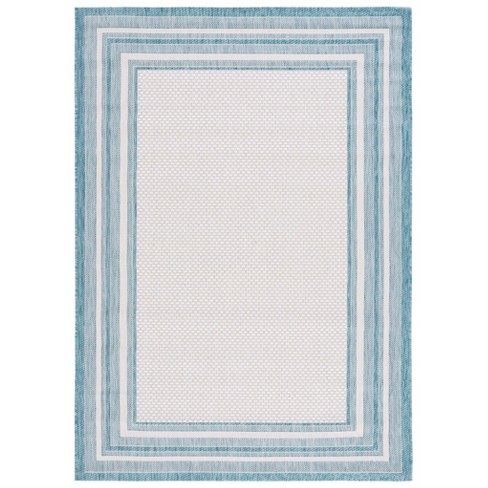 Courtyard Cy8475 Power Loomed Indoor Outdoor Area Rug - Ivory Aqua - 6 