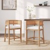 Christopher Knight Home Set of 2 Amir Contemporary Rubberwood Upholstered with Curved Rattan Back Counter Height Barstools Oak - 2 of 4