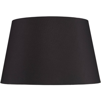 Springcrest Black Faux Silk Large Tapered Drum Lamp Shade 15" Top x 19.5" Bottom x 12" Slant x 12" High (Spider) Replacement with Harp and Finial