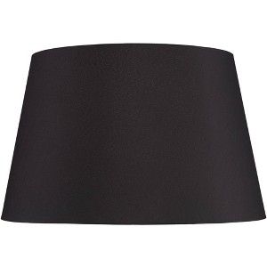 Springcrest Black Faux Silk Large Tapered Drum Lamp Shade 15 inch Top x 19.5 inch Bottom x 12 inch Slant x 12 inch High Spider Replacement with Harp