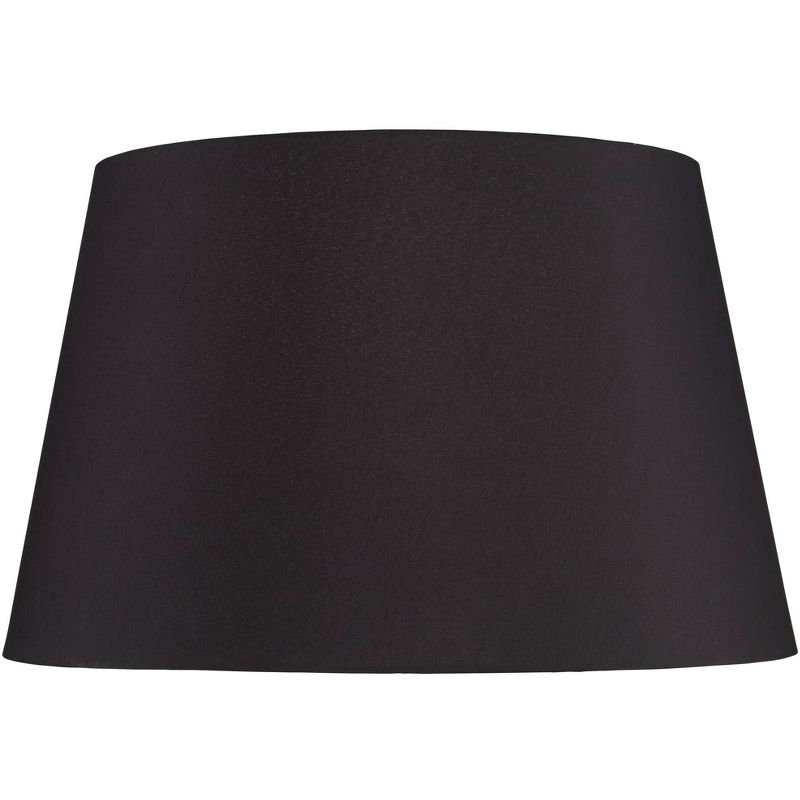 Springcrest Black Faux Silk Large Tapered Drum Lamp Shade 15" Top x 19.5" Bottom x 12" Slant x 12" High (Spider) Replacement with Harp and Finial, 1 of 9