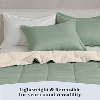 Full Sage and Sand Reversible Down Alternative Comforter Set