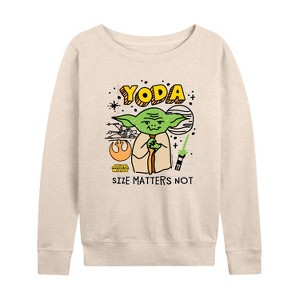 Women's - Star Wars - Yoda Scribble Lightweight French Terry Wide Neck Long Sleeve Shirt - 1 of 4