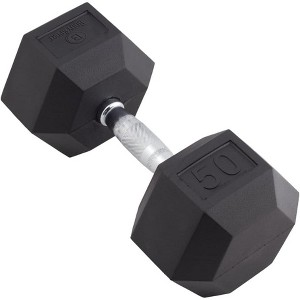 Body Sport Rubber Encased Hex Dumbbell Weight, Strength Training Equipment for Home Gym, Black - 1 of 4