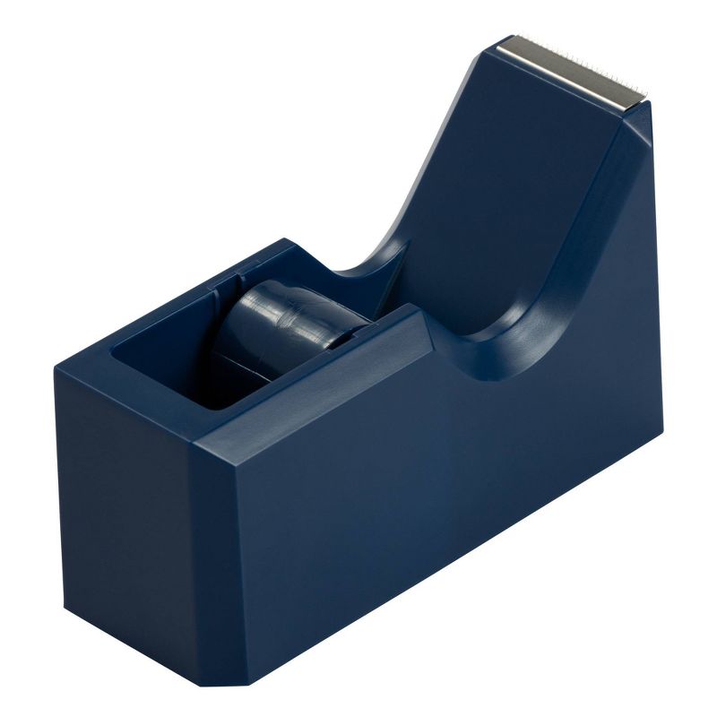JAM Paper Navy Blue Desk Tape Dispenser - Durable, Weighted, One-Handed Use, 4.5x2.5x1.75 inches, 4 of 8