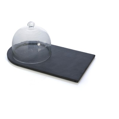 Piedmont Slate Cheese Board With Cloche  - Black - Shiraleah