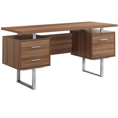 24" Black and Silver Computer Desk With Three Drawers