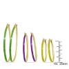 EVERLY JEWELRY | Yellow Plated Stainless Steel Green, Purple and Yellow Enamel Hoop Earrings 3-Piece Set - 3 of 3