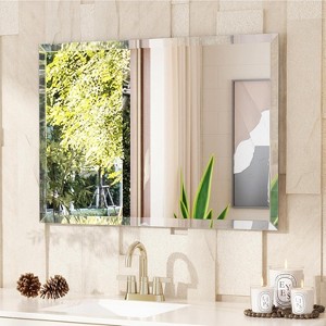 Frameless Rectangle Bathroom Mirror, Shatterproof Beveled Edge Glass, Modern Wall Mirror - 1 of 4