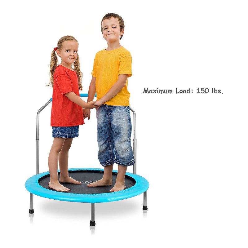 SereneLife 36 Inch Adults Kids Indoor Home Gym Outdoor Sports Exercise Fitness Trampoline with Handlebar and Padded Frame Cover, 4 of 9