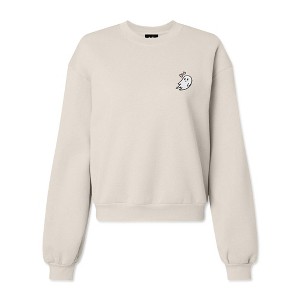 Dalix Heartly Ghost Embroidered Fleece Relaxed Boxy Fit Long Sleeve Crewneck Sweatshirt Womens - 1 of 4