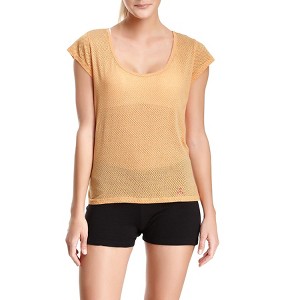 Balanced Tech Women's Dot Burntout Scoop Neck Tee - Flame Orange - Medium - 1 of 2