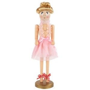 Northlight 15.5" Pink Tutu Blonde Wooden Ballerina Wooden Christmas Nutcracker - 1 of 4