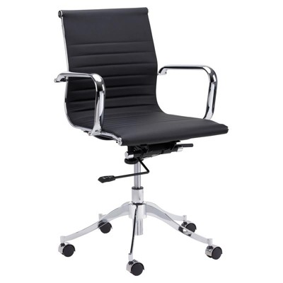 Tyler 22" Modern Faux Leather and Stainless Steel Office Chair in Black - Brant House