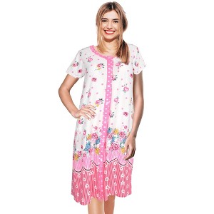 JEFFRICO Womens Nightgowns Short Sleeve Sleepwear Soft Pajama Dress Nightshirts - 1 of 4