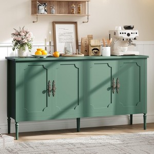 59" Buffet Sideboard Cabinet with Storage and Adjustable Shelves, Vintage Coffee Bar Cabinet with 4 Doors for Kitchen Dining Room Living Room Hallway - 1 of 4