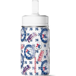 NBA Philadelphia 76ers 14oz Kids Stainless Steel Water Bottle With Straw Lid and Flexible Handle - 1 of 4