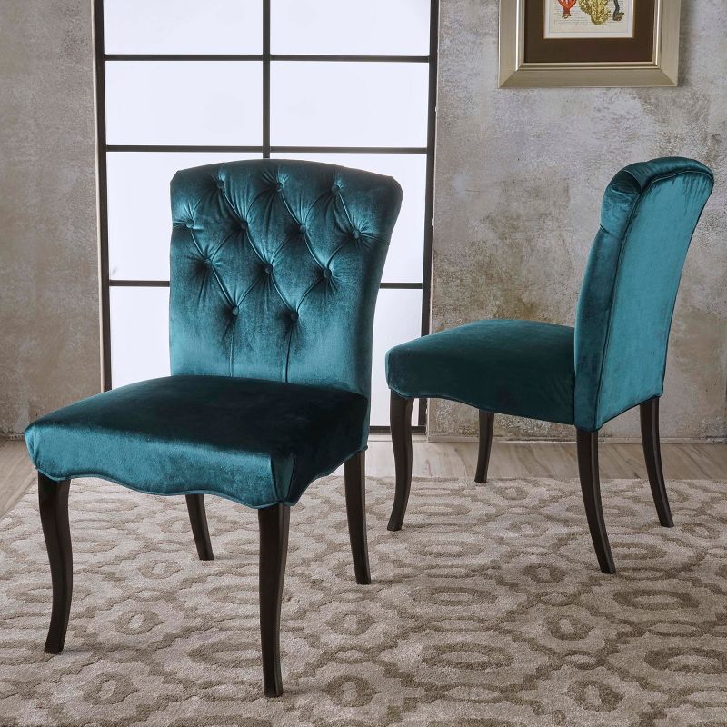 Set of 2 Hallie Tufted New Velvet Dining Chairs - Christopher Knight Home, 3 of 6