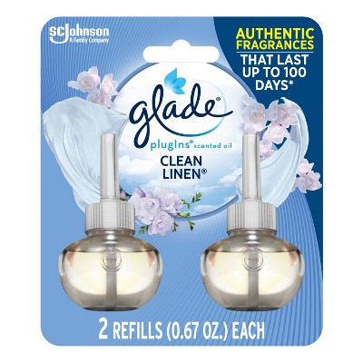 Glade PlugIns Scented Oil Air Freshener Clean Linen Refill - 1.34oz/2ct