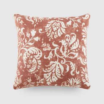 Distressed Floral Pattern Gray Cotton Throw Pillow Cover With Pillow Insert Set - Becky Cameron