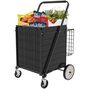 HTUTWOO Collapsible Shopping Cart, Foldable Utility Shopping Carts, 360° Rolling Swivel Wheels, for Groceries Laundry - 1 of 4