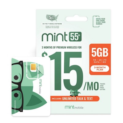 Mint Mobile 55+ 3 Month 5GB SIM Kit