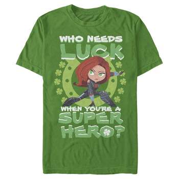 Men's Marvel St. Patrick's Day Black Widow Who Needs Luck T-Shirt
