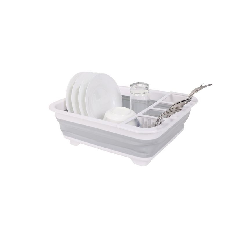J&V TEXTILES Collapsible Dish Drying Rack - Popup for Easy Storage, Drain Water Directly into The Sink, 1 of 9