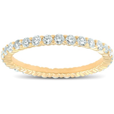 Pompeii3 1 Ct T.W. Lab Created Diamond Eternity Ring 14k Yellow Gold Stackable Wedding Band