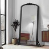 Lirago Arch Solid Wood Mirror Ornate Mirror Wall Mirror Retro Mirror with Carved Frame 67*28 Black - 2 of 4