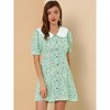 Allegra K Women's Peter Pan Collar Flowy Short Sleeve Ruffle Summer Floral Shirt Dress - 2 of 4
