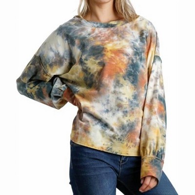Women's Tie Dye Twisted Collar Top - umgee