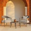 3-Piece Patio Conversation Set with 2 Cushioned Chairs and Coffee Table, Small Space Outdoor Furniture for Balcony or Porch-The Pop Home - 3 of 4
