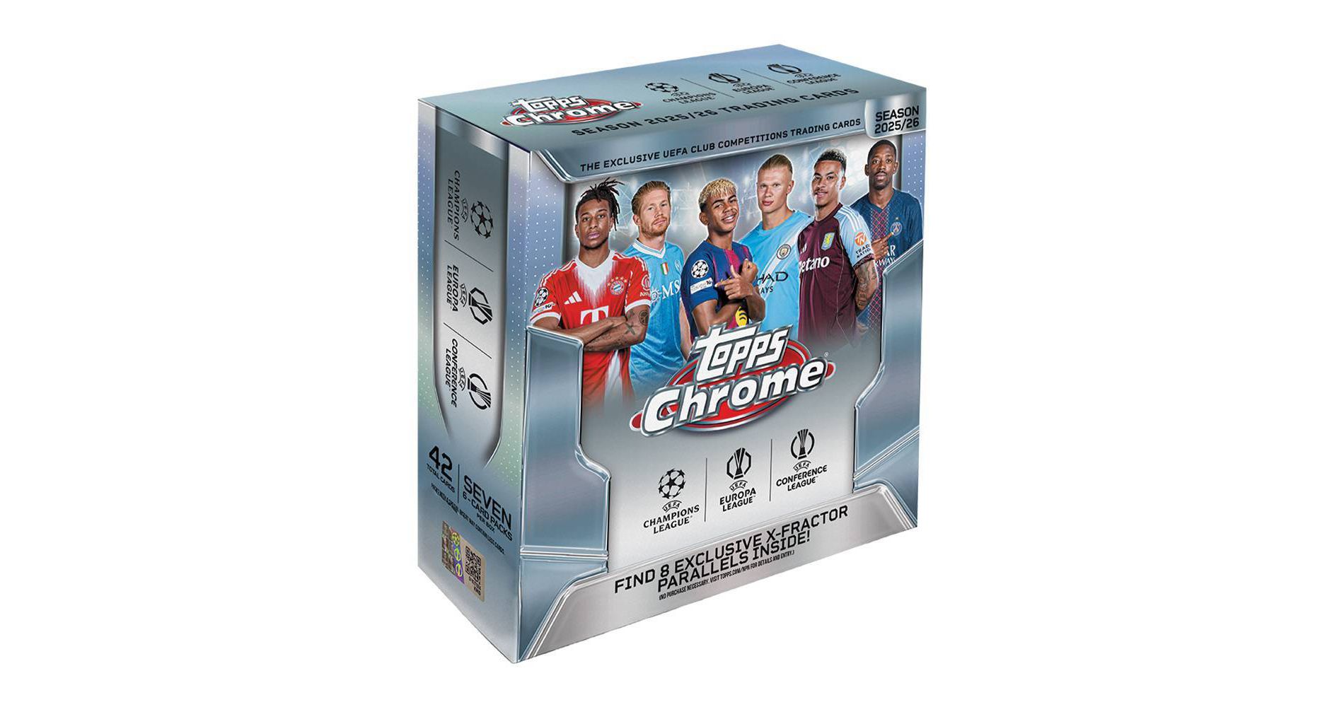 2025-26 Topps UEFA Chrome Soccer Trading Card Mega Box