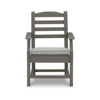 Gray HDPE Transitional Dining Arm Chair with Cushions