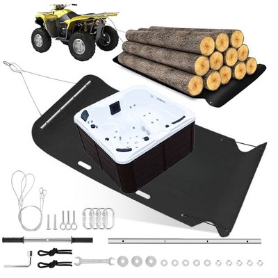 47'' x 110'' Large Yard Drag Sled,  1/8 HDPE Thickened 2000 Lbs Capacity Heavy Duty Multipurpose Utility Sled with Pull Cables, Drag Mat
