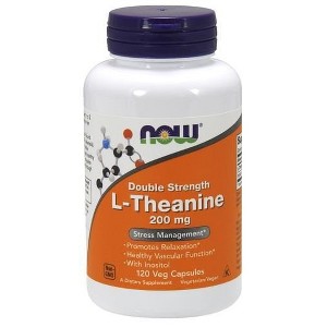 L-Theanine 200 mg Double Strength by Now Foods  -  120 VegCap - 1 of 2