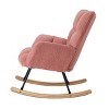Gulches Pink Teddy Fabric Tufted Glider Rocking Chair, Metal Frame & Rubber Wood Legs, 300 lbs Capacity for Living Room & Bedroom - 4 of 4