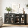 Wooakway 31"H Brown Glass Door Storage Cabinet 2-Door Adjustable Shelf Sideboard for Kitchen or Dining Room - 2 of 4