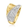 Ross-Simons 0.10 ct. t.w. Diamond Striped Ring in Sterling Silver and 18kt Gold Over Sterling - 3 of 4