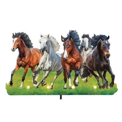 Collections Etc Solar Powered Running Horses Garden Stake