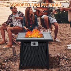 28 Inch Propane Fire Pit Table, 50000BTU Rectangle Fire Table with Cover, Sturdy Steel and Iron Fence Surface, CSA Safety Certified, Companion - 1 of 4