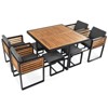 VisioGear 9-Pieces Wood Patio Dining Set with 4 Cushioned Chairs & 4 Ottomans & 1 Square Table, for Backyard, Gray, 44.5"*44.5"*29.5" - 4 of 4