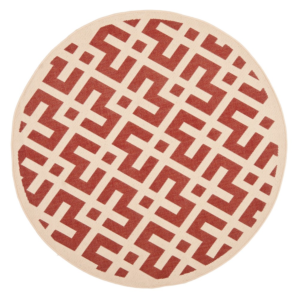  Round Kassel Outdoor Patio Rug Red/Bone