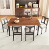Vynxaria Extendable Farmhouse Dining Set 60"-78" Oak Veneer Table , Chairs, Rubber Wood Legs, 2 Colors (Brown-Black/White), Seats 6+ - 2 of 4