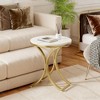 Gulches Faux Marble Side Table 19.7”D×23.6”H, Gold Iron Legs, 50lb Capacity, Waterproof/Scratch-Resistant, Easy Assembly - 2 of 4