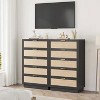 Rattan 5 Drawer Dresser, Tall Chest of Drawers with Metal Handles, Sturdy Wood Base, Bedroom Storage Organizer - 4 of 4