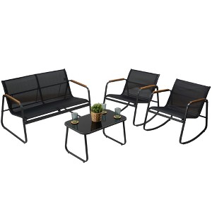 Kozyard 4 Pieces Metal Patio Conversation Set with Gray Breathable Textilence Seating Powder Coated Metal Frame  for Garden Poolside Backyard - 1 of 1